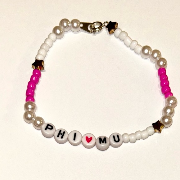 3 Pack Sorority Phi Mu Beaded Friendship Bracelets - Picture 5 of 8